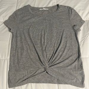 Girls Gray Gathered Top
